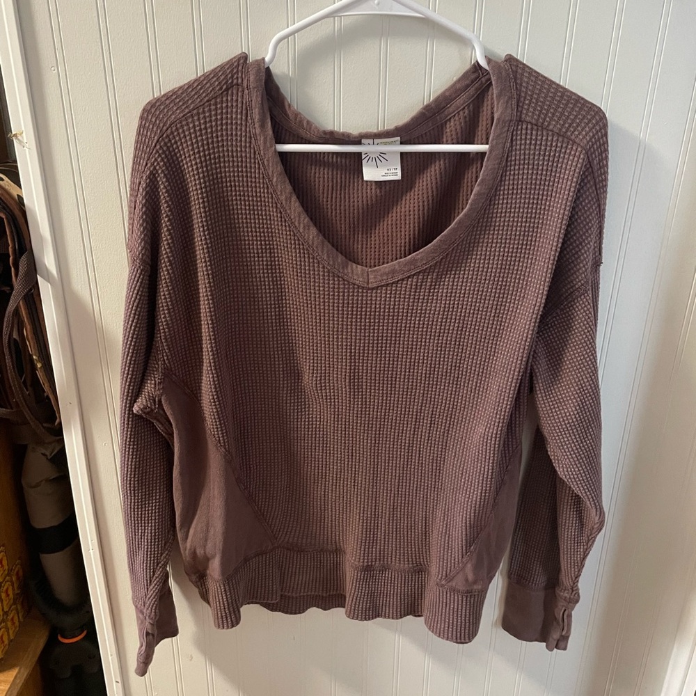 Offline by Aerie Brown Waffle Knit Top
